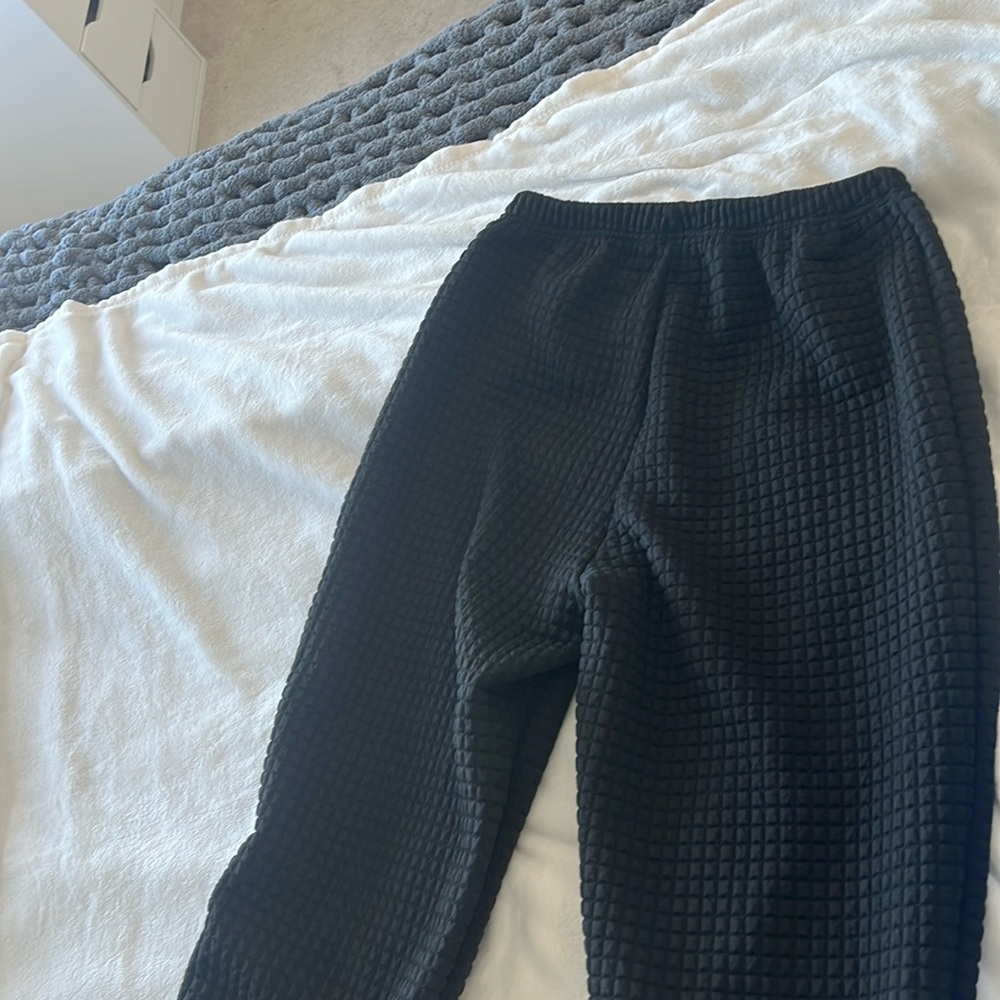 Black Waffle Sweatpants